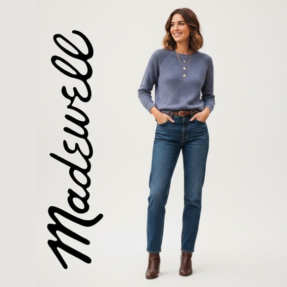 Madewell Heather Blue Waffle Knit Crewneck Sweater Women’s Size Small - Picture 1 of 10